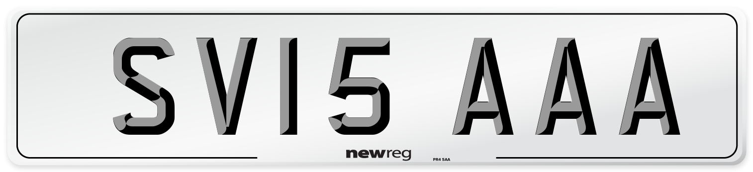 SV15 AAA Number Plate from New Reg